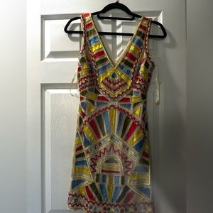 BRAND: GIANNI BINI Sequined Ariana Geometric Dress